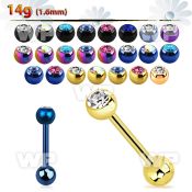 44rj black ion plated surgical steel tongue bar 1 6mm top 6mm tongue piercing