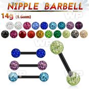 44rkdj ion plated surgical steel nipple barbell 1 6mm 5mm ball nipple piercing