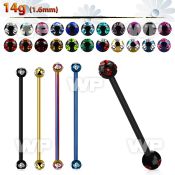44rs6 ion plated surgical steel industrial barbell 1 6mm 5mm tongue piercing