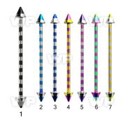 44rua4 ion plated surgical steel industrial barbell zebra stripe tongue piercing