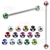 44s6 surgical steel industrial barbel 1 6mm 5mm multi crystal tongue piercing