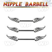44umoi surgical steel nipple barbell 1 6mm small wings nipple piercing