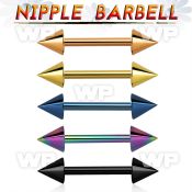 44umr6u ion plated surgical steel nipple barbell 1 6mm 4mm cones nipple piercing