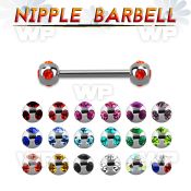 44ums6 surgical steel nipple barbell 1 6mm 5mm multi jewel ball nipple piercing