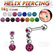 44wa0e surgical steel helix barbell 1 2mm 3mm balls dangling helix piercing