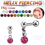 44wa0s4 surgical steel helix barbell 1 6mm 4mm balls dangling helix piercing