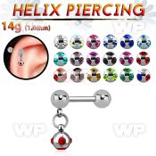 44wa0y4 surgical steel helix barbell 1 6mm two 4mm steel balls eyebrow piercing