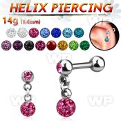 44wa0z4 surgical steel helix barbell 1 6mm 4mm balls dangling eyebrow piercing