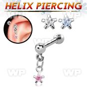 44waqs surgical steel helix barbell 1 2mm dangling 3mm star helix piercing