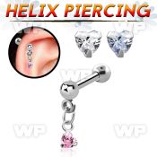 44waqy surgical steel helix barbell 1 2mm dangling 3mm heart helix piercing