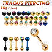 44warzs ion plated surgical steel tragus barbell 1 2mm top 4mm helix piercing