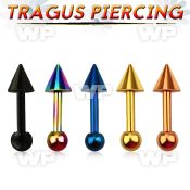 44warzy ion plated surgical steel tragus barbell 1 2mm top 4mm helix piercing