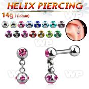 44waz94 surgical steel helix barbell 1 6mm 4mm balls dangling helix piercing