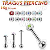 44wazt4 surgical steel tragus barbell 16g 1 2mm 3mm flat top fer helix piercing