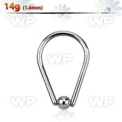 464e0 surgical steel captive bead ring 1 6mm in pear shape ear lobe piercing