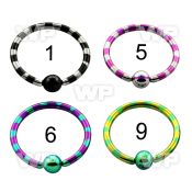 46rbe0 ion plated surgical steel captive bead ring 1 6mm zebra ear lobe piercing