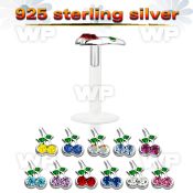 48b46x bio flex labret 1 2mm cherry shaped silver 925 top cryst belly piercing