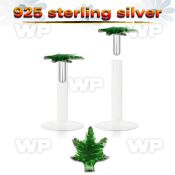 48b4ji bio flex labret 1 2mm green plated silver 925 top in mar belly piercing
