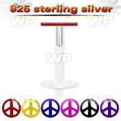 48b4mk bio flex labret 1 2mm color plated silver 925 peace sign belly piercing