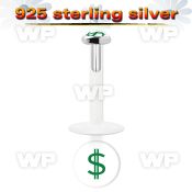 48bie0 bio flex labret 1 2mm 3mm flat push in silver 925 topgre lower lip piercing