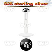48bik9 bio flex labret 1 2mm 3mm flat push in silver 925 topwhi lower lip piercing