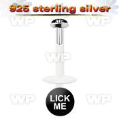 48bikt bio flex labret 1 2mm 3mm flat push in silver 925 topwhi lower lip piercing