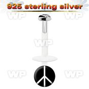 48bisz bio flex labret 1 2mm 3mm flat push in silver 925 topwhi lower lip piercing