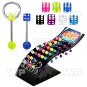 4a18 display of 40 pcs of assorted surgical steel tongue bar ear lobe piercing