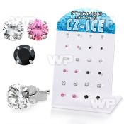 4a36g3k silver ear studs 2mm to 4mm various colors cz 12