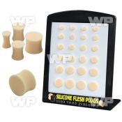 4a38mik display of 24 pcs of assorted size flesh tone silicon ear lobe piercing
