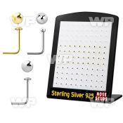 4a3jfe display board of 120 pcs of silver 925 l shaped nose stu nose piercing