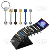 4a4418 display w of 316l steel tongue bars 1 6mm top 5mm steel tongue piercing