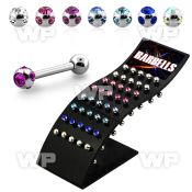 4a446z display w of 316l steel tongue bars 1 6mm 6mm multi jewe tongue piercing