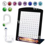 4a483oj display w bio flex nose screw spirals 1mm 1 5mm round nose piercing