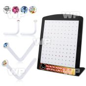 4a76e0 display board 120 pcs of clear acrylic l shaped nose stud nose piercing