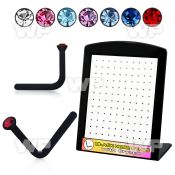 4a76k display w black acrylic l shaped nose studs 0 8mm 1 5mm nose piercing