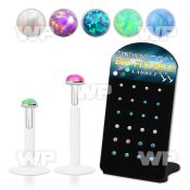 4ab480l display w 20 pcs of clear bio flex labret studs w 2 5mm lower lip piercing