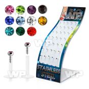 4ab48c display w of bio flex labrets 1 2mm push in 2mm flat cry lower lip piercing