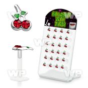 4ab48ee display w bio flex labrets 1 2mm cherry shaped silver lower lip piercing