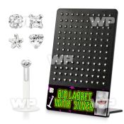 4ab48ek display w bio flex labrets 1 2mm prong set round cz ston lower lip piercing