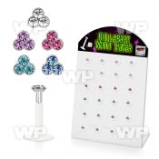 4ab48ey display board 24 pcs of bio flex labrets 1 2mm silver lower lip piercing