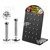 4ab4d6 display implant grade steel internal threading labret stud crystal flat