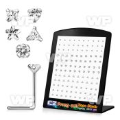 4ag3j6 display w silver 925 l shaped nose studs clear prong set nose piercing