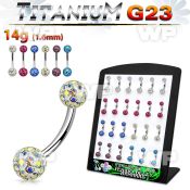 4ah4us display w g23 titanium belly bananas 1 6mm 5 6mm clear belly piercing