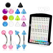 4ahqz4 board of 60 pcs of assorted banana eyebrow ring s 1 2mm eyebrow piercing