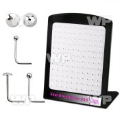 4aju34 display w silver 925 l shaped nose studs 1 5mm 2 mm bal nose piercing