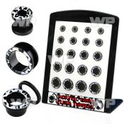 4ami9t display w black acrylic screw fit flesh tunnels snow leop ear lobe piercing