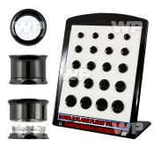 4amie094 display w black ion plated surgical steel double flared ear lobe piercing