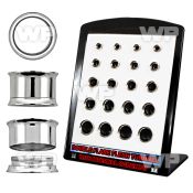 4amie096 display w surgical steel double flared flesh tunnels inte ear lobe piercing