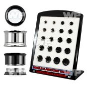 4amie097 display w black ion plated surgical steel double flared ear lobe piercing